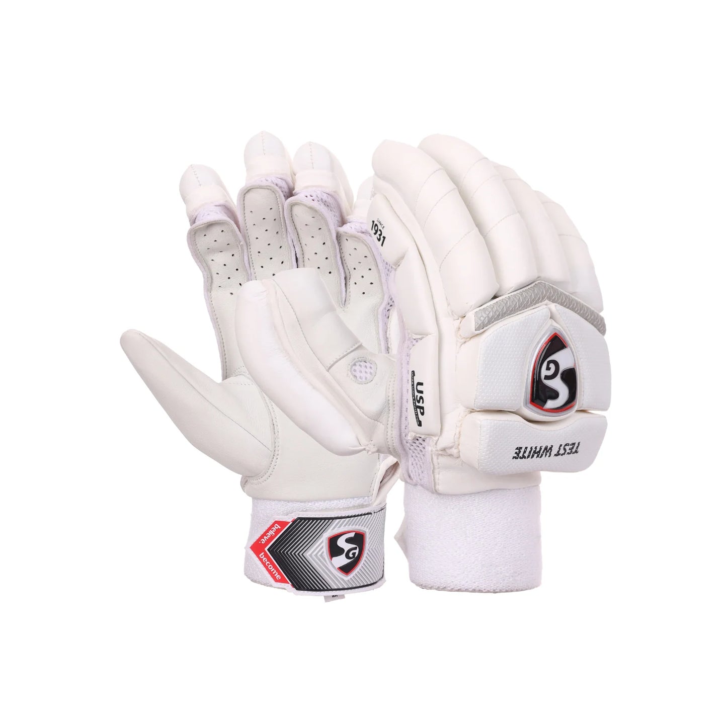 SG TEST WHITE BATTING GLOVES-MENS